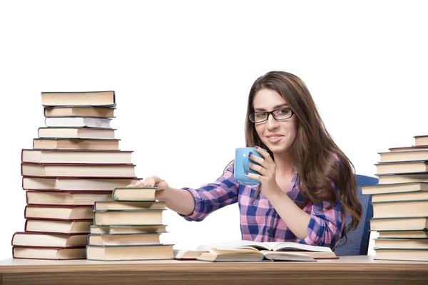 Jonge student bereidt zich voor op schoolexamens — Stockfoto