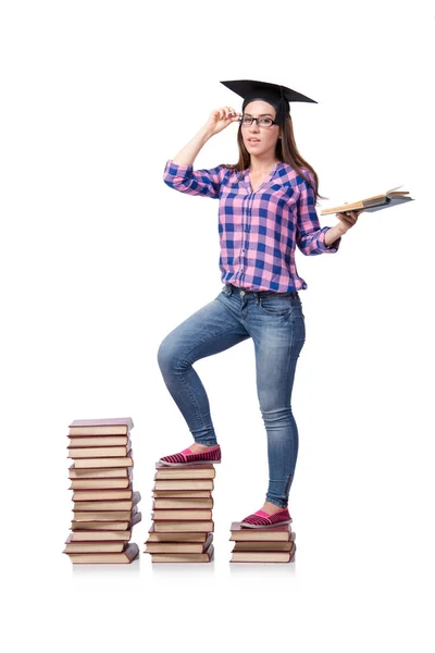 Junge Studentin bereitet sich auf Schulprüfungen vor — Stockfoto