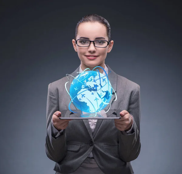 Businesswoman in air travel concept — Stock Photo, Image