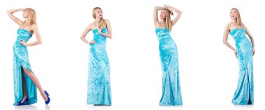 Beyaz üzerine uzun model modayla moda kavramı