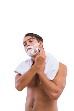 Beyaz arka plan üzerinde izole tıraş dostum