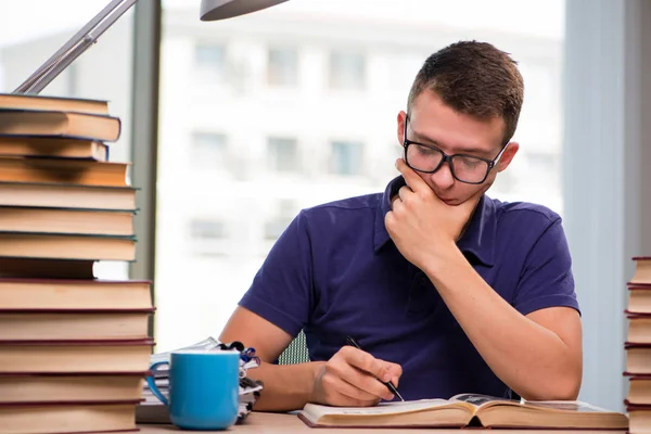 Jonge student bereidt zich voor op schoolexamens — Stockfoto