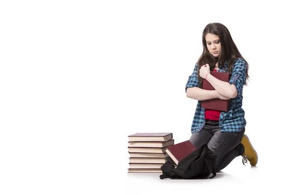 Junge Studentin bereitet sich auf Schulprüfungen vor — Stockfoto