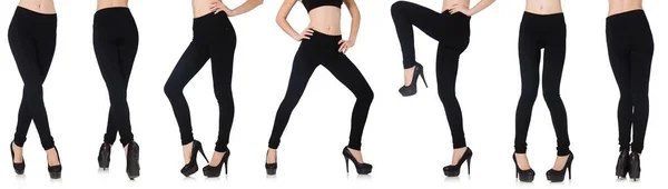 Schwarze Leggings im Schönheitsmodekonzept isoliert auf Weiß — Stockfoto