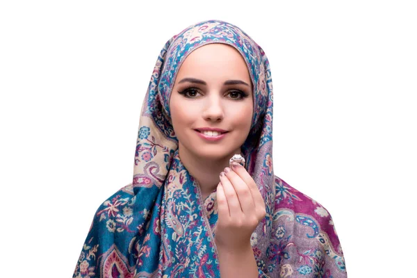 白で隔離ファッション概念でイスラム教徒の女性 — ストック写真