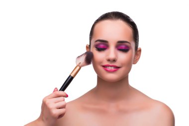 Kadın beyaz izole makyaj almak