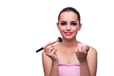 Kadın beyaz izole makyaj almak