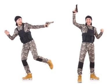 Silahlı asker beyazı izole etti.