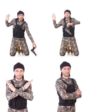 Silahlı asker beyazı izole etti.