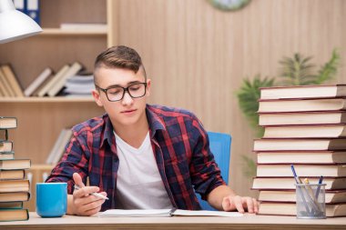 Okul sınavlarına hazırlanan genç bir öğrenci.