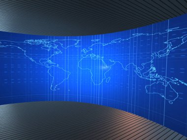 Dünya harita illüstrasyon futuristik konsepti