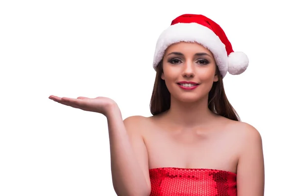 Santa chica cogida de la mano aislada en blanco —  Fotos de Stock