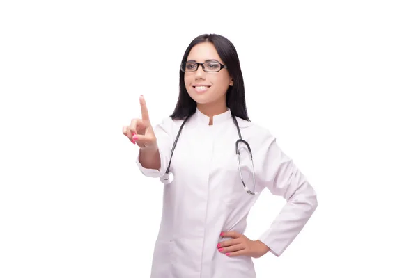 Doctora joven en concepto médico aislada en blanco — Foto de Stock