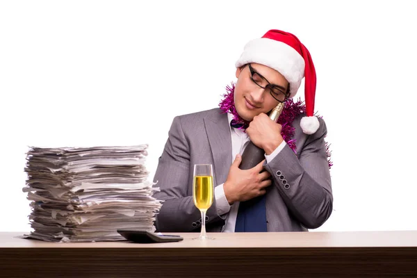 Jonge zakenman vieren van Kerstmis in kantoor — Stockfoto
