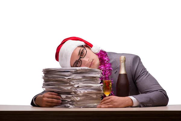 Young businessman celebrating christmas in office — Stock Photo, Image