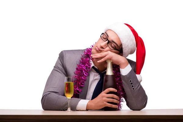 Young businessman celebrating christmas in office — Stock Photo, Image