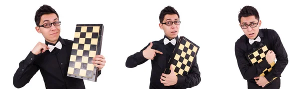 Забавні шахісти ізольовані на білому — стокове фото