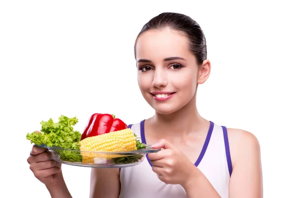 Mujer en concepto de alimentación saludable — Foto de Stock