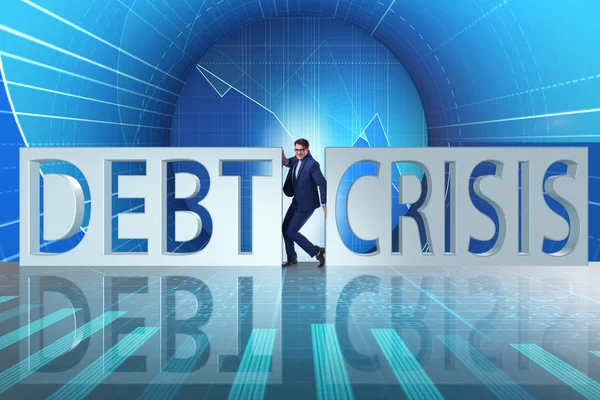 Unternehmer zwischen Krise und Schulden eingeklemmt — Stockfoto