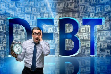 Businessman in debt business concept clipart