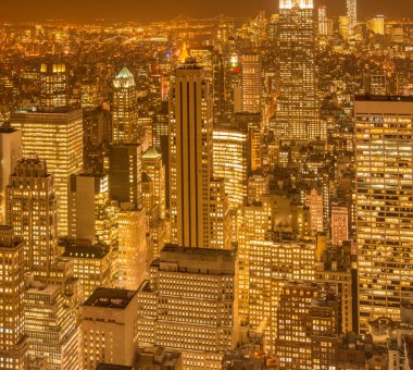 Günbatımında New York Manhattan manzarası