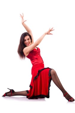 Geleneksel İspanyol dansı yapan bir kadın.