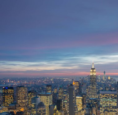 Günbatımında New York Manhattan manzarası