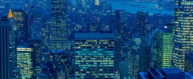 Günbatımında New York Manhattan manzarası