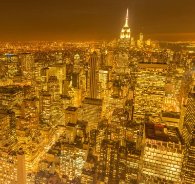 Günbatımında New York Manhattan manzarası