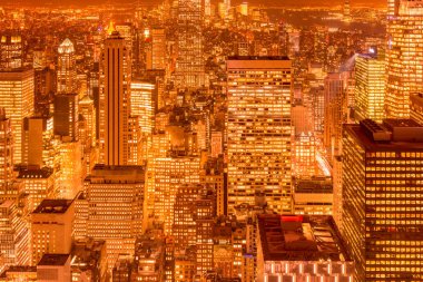 Günbatımında New York Manhattan 'ın gece manzarası