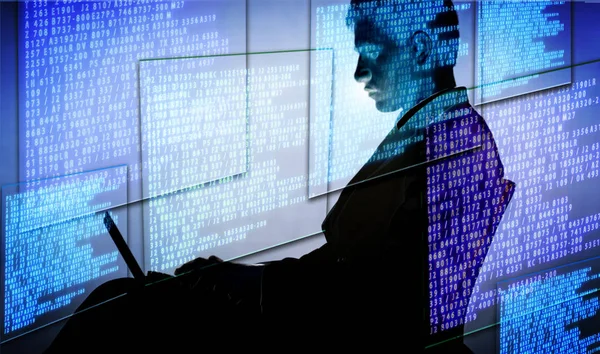 Hacker in digital security concept — Stock Photo, Image