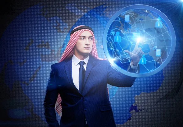 Arabische man in sociale netwerken concept — Stockfoto