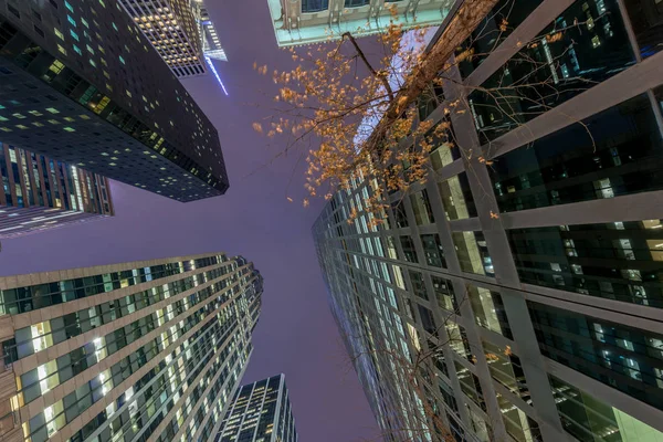 Night view of New York Manhattan during sunset — Stock Photo, Image