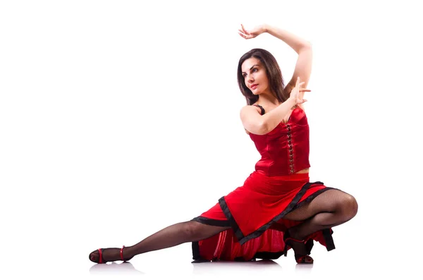 Geleneksel İspanyol dansı yapan bir kadın. — Stok fotoğraf