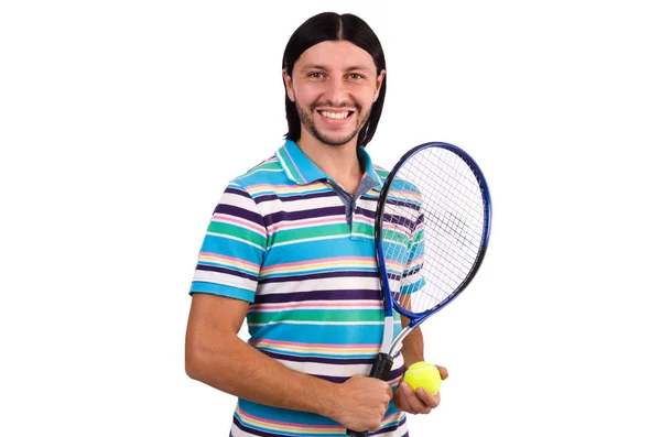 男テニスを白で隔離 — ストック写真