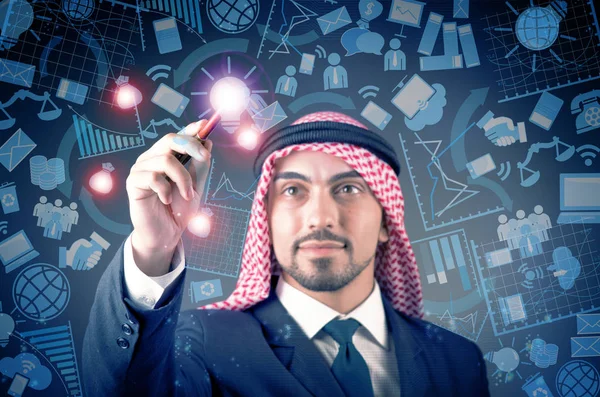 Arabische man in sociaal netwerk concept — Stockfoto