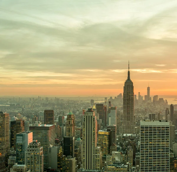 Vue de New York Manhattan pendant les heures de coucher du soleil — Photo