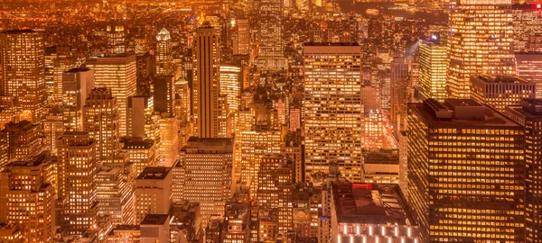 Uitzicht op New York Manhattan tijdens zonsondergang — Stockfoto