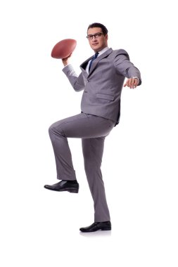 Businessman with american football isolated on white clipart