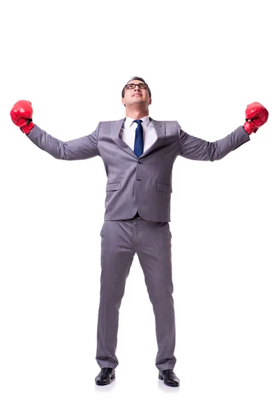 Biznesmen boks izolowany na białym tle — Zdjęcie stockowe