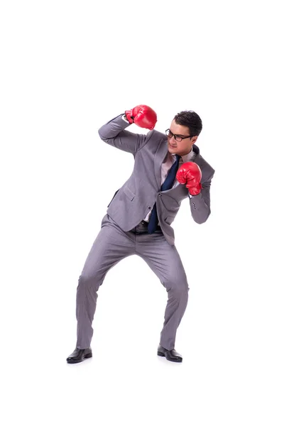 Üzletember boksz elszigetelt a fehér háttér — Stock Fotó