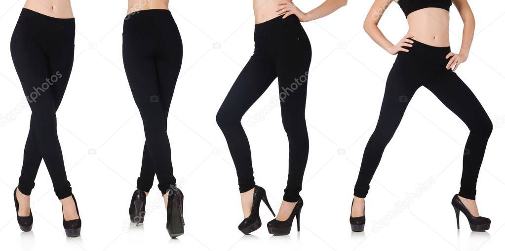 Black leggings in beauty fashion concept isolated on white