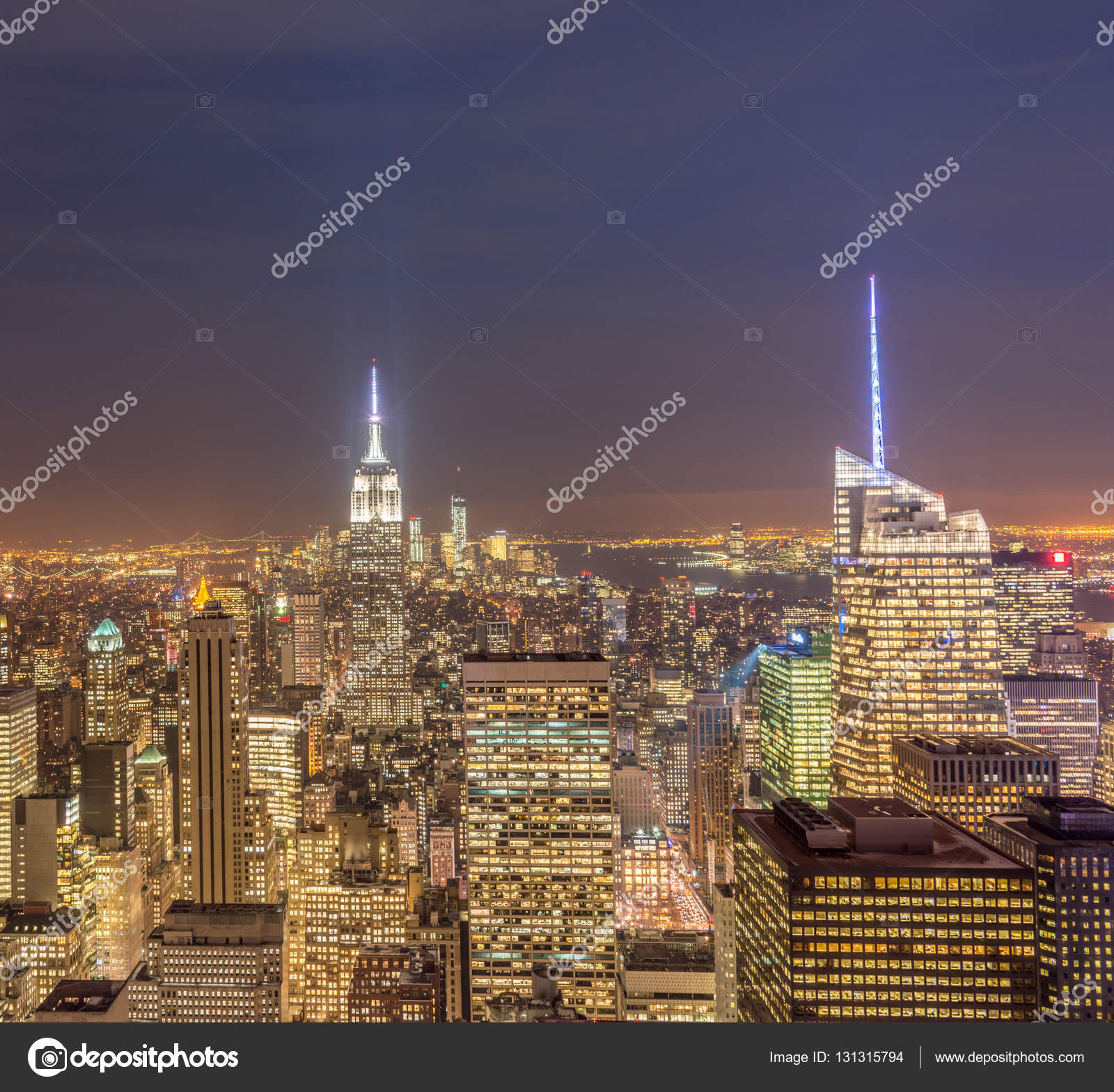 Vue De Manhattan De New York Pendant Les Heures De Coucher