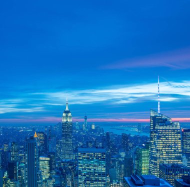 Günbatımında New York Manhattan manzarası