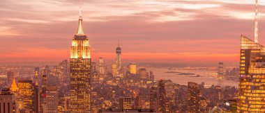 Günbatımında New York Manhattan manzarası