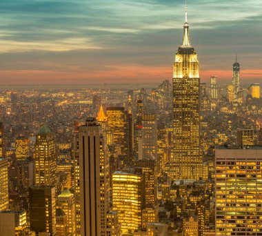 Günbatımında New York Manhattan manzarası