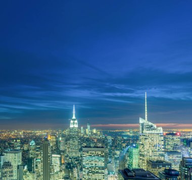 Günbatımında New York Manhattan manzarası