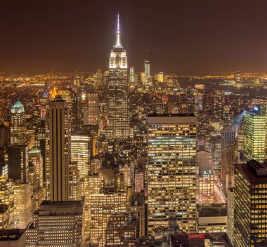 Günbatımında New York Manhattan manzarası