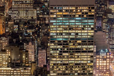 Günbatımında New York Manhattan 'ın gece manzarası