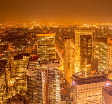 Günbatımında New York Manhattan manzarası